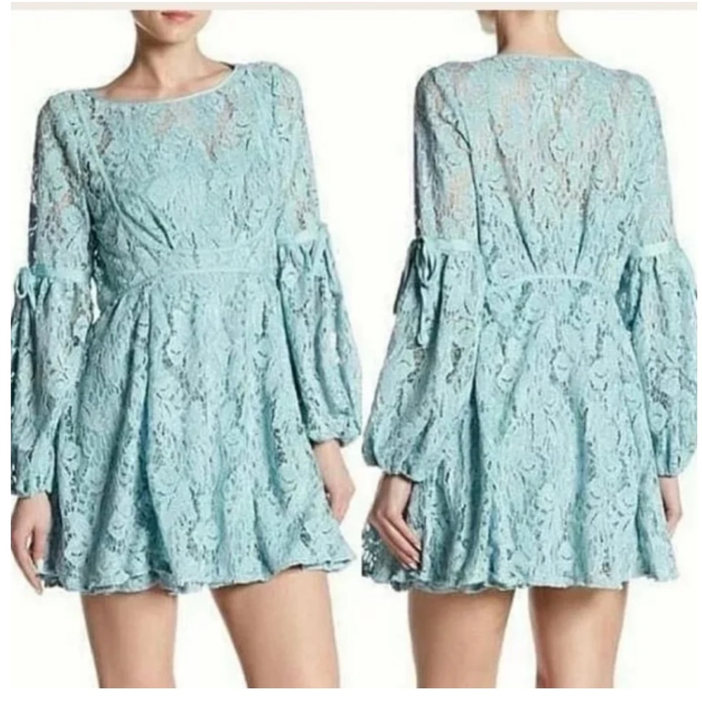 Free People Ruby Lace Mini Dress in sea blue - Picture 2 of 9